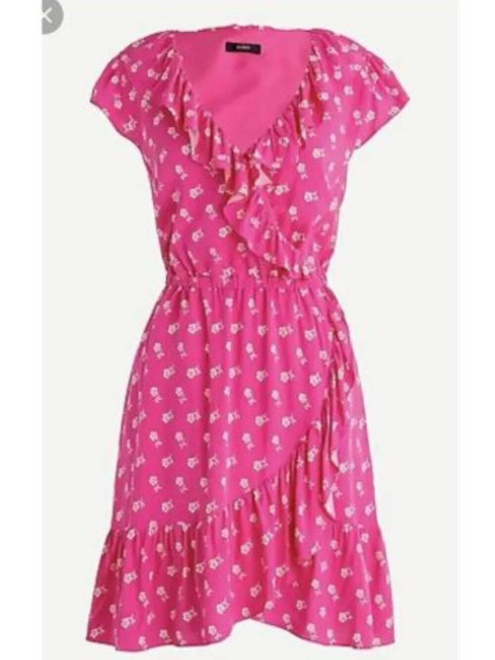 J. Crew Pink Floral V-Neck Ruffle Dress Size 2